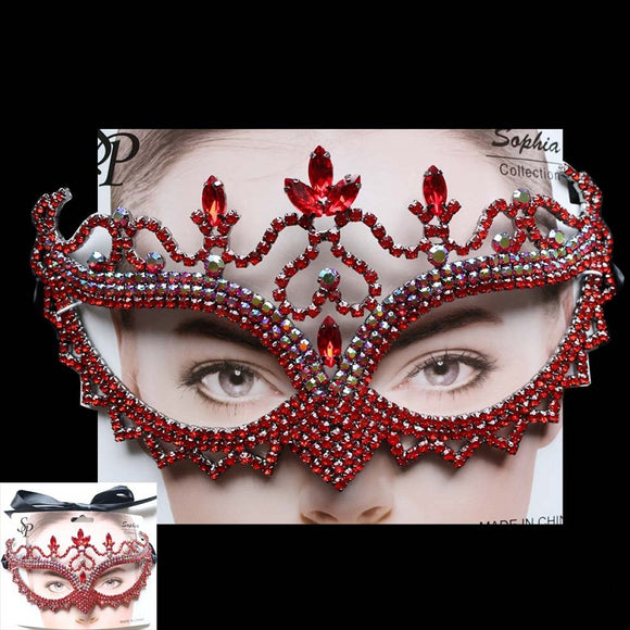 Red and Red AB Rhinestone Mask ( 1341 )
