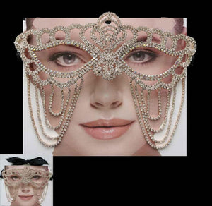 Gold Accent Clear and AB Rhinestone Draping MasK