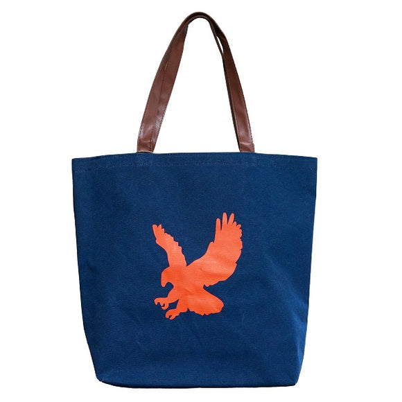 Blue Tote Bag with Orange Auburn War Eagle Water Resistant