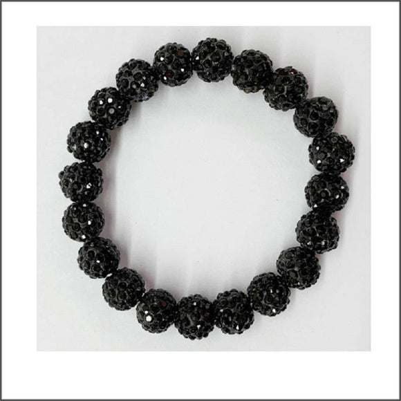 BLACK STRETCH BRACELET BLACK STONES ( 02 10 BK ) - Ohmyjewelry.com