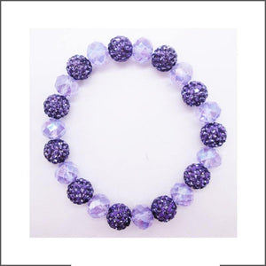 10MM RHINESTONE PURPLE CRYSTAL BEADED STRETCH BRACELET ( 03 40 PURPLE ) - Ohmyjewelry.com