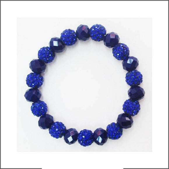10MM RHINESTONE NAVY BLUE CRYSTAL BEADED STRETCH BRACELET ( 03 65 NV ) - Ohmyjewelry.com