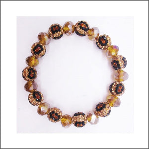 10MM RHINESTONE LEOPARD PRINT CRYSTAL BEADED STRETCH BRACELET ( 03 LP8 ) - Ohmyjewelry.com
