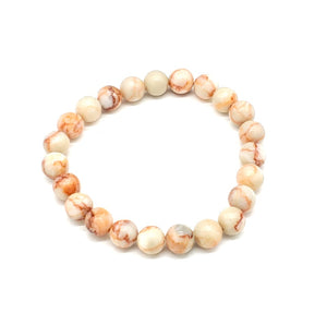 WHITE BROWN GEMSTONE STRETCH BRACELET (MB 2503 10SUN )