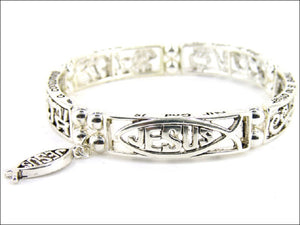 SILVER STRETCH BRACELET JESUS FISH ( 2780 LFAS )