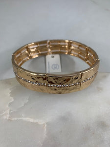 GOLD STRETCH BRACELET CLEAR STONES ( 3412 GD )