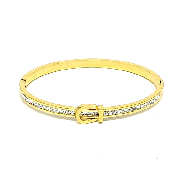 GOLD BANGLE CLEAR STONES ( 6027 G )