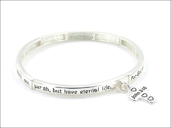 SILVER STRETCH BRACELET JOHN 3:16 ( 7616 LFAS )