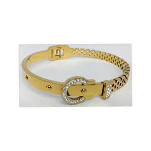 GOLD BUCKLE BANGLE CLEAR STONES ( 29 G )