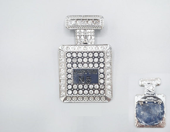 SILVER PERFUME BROOCH CLEAR STONES ( 1003 RHCRY )