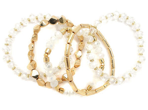 GOLD WHITE STRETCH BRACELETS ( 5379 )