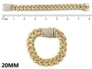 20MM GOLD METAL CHAIN WITH STONES BRACELET ( 5445 GCL )