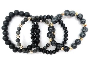 BLACK GOLD STRETCH BRACELETS ( 5548 GDBK )