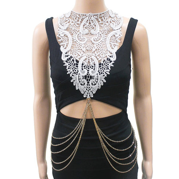 White Lace and Gold Body Chain ( 7004 )