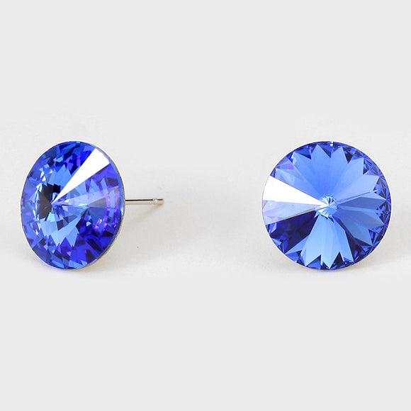 14MM Blue Crystal Stud Earrings ( 14 18 )