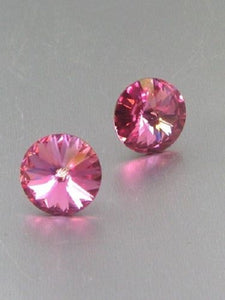 14mm Pink Crystal Stud Earrings ( 14 24 )