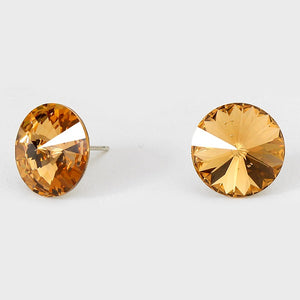 14mm Topaz Crystal Stud Earrings ( 14 mm-23)