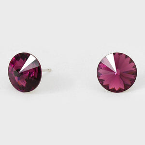 11mm Purple Crystal Stud Earrings(09)