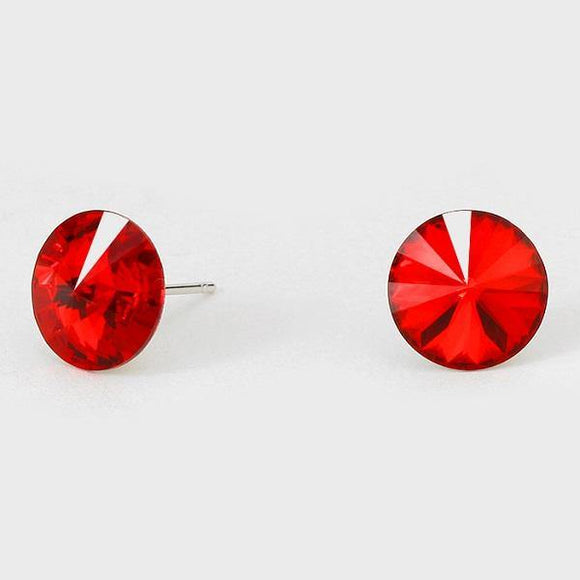 11mm Red Crystal Stud Earrings ( 47 14 ) - Ohmyjewelry.com