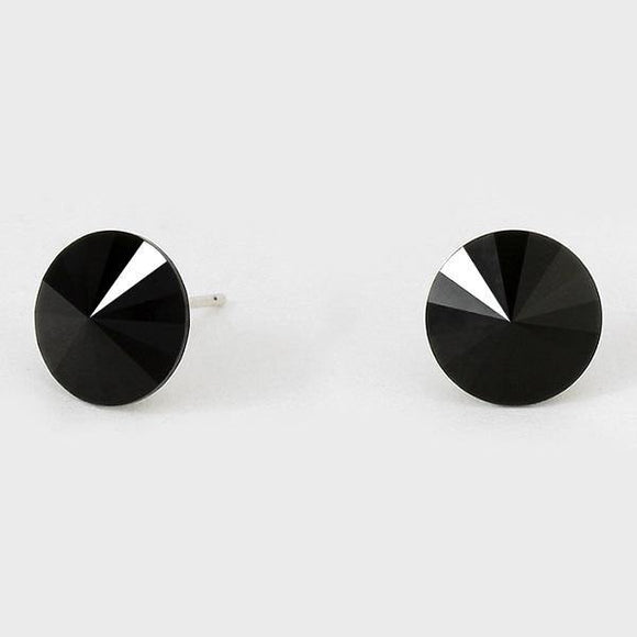 11mm Black Crystal Stud Earrings ( 47 18 BK ) - Ohmyjewelry.com