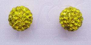 12mm YELLOW Rhinestone Ball Stud Earrings ( 03 41 YW ) - Ohmyjewelry.com