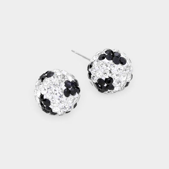 12MM WHITE LEOPARD PRINT RHINESTONE BALL STUD EARRINGS ( 03 48 ) - Ohmyjewelry.com