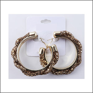 GOLD HOOP EARRINGS TOPAZ STONES ( 08 23 )