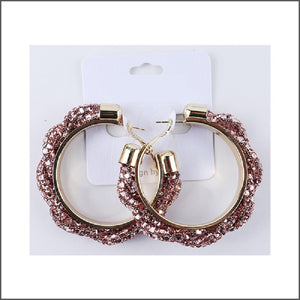 GOLD HOOP EARRINGS PEACH STONES ( 08 51 )