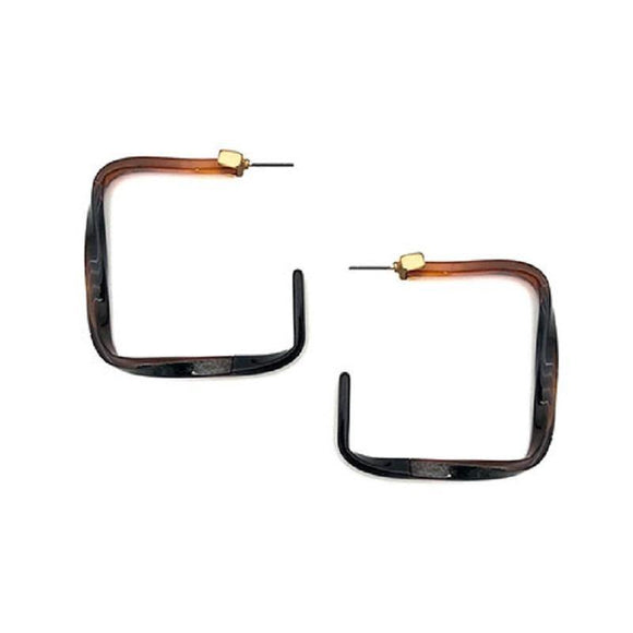 BROWN GOLD SQUARE EARRINGS ( 1045 BR ) - Ohmyjewelry.com