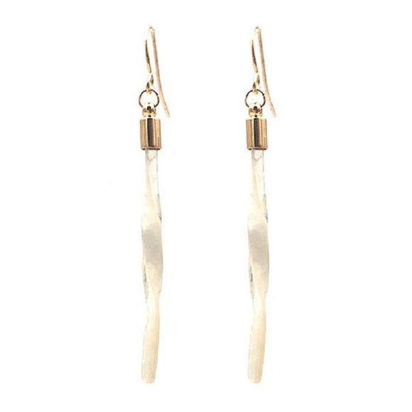 GOLD WHITE TWIST EARRINGS ( 1049 WH ) - Ohmyjewelry.com