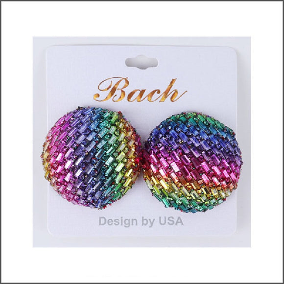 DOME FRENCH POST EARRINGS RAINBOW STONES ( 14 33 P )