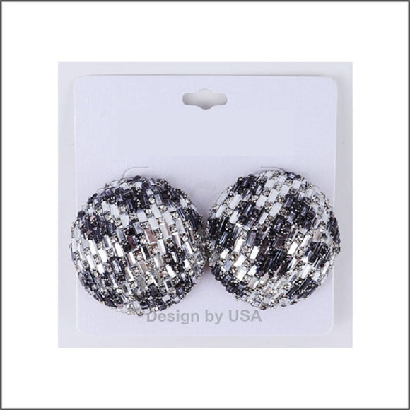 SILVER DOME ANIMAL PRINT CLIP ON EARRINGS ( 14 35 C )