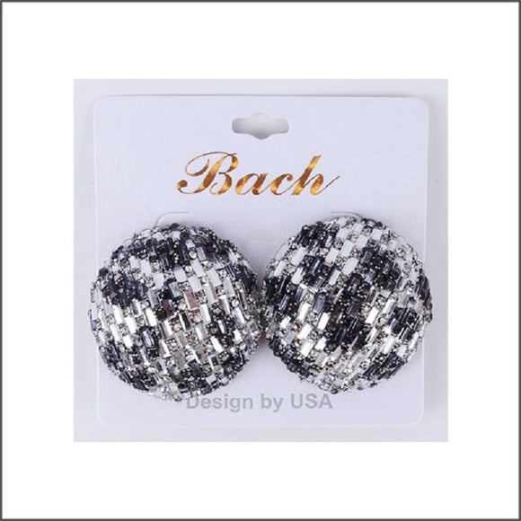 DOME FRENCH POST EARRINGS BLACK SILVER ( 14 35 P )
