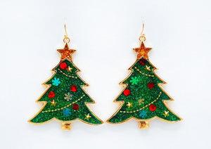 GOLD CHRISTMAS TREE EARRINGS ( 1676 GD )