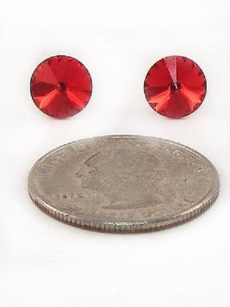 8mm Red Crystal Stud Earrings ( 14 )