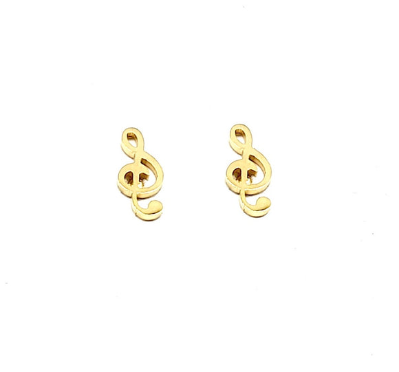 GOLD TREBLE CLEF MUSIC NOTE EARRINGS