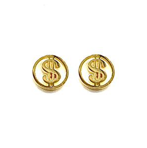 SMALL GOLD DOLLAR SIGN EARRINGS