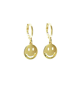 SMALL GOLD SMILEY FACE EARRINGS