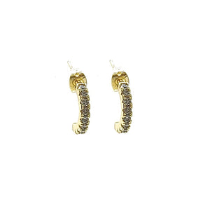 GOLD EARRINGS CLEAR CZ CUBIC ZIRCONIA STONES