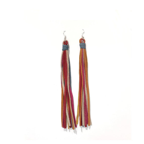 MULTI COLOR LEATHER EARRINGS (ME76MT )