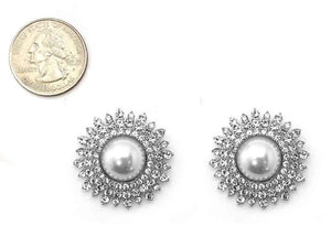 SILVER PEARL EARRINGS CLEAR STONES ( 4947 RHCRP )