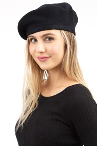 STRETCHY SOLID BLACK BERET ( 0011 ) - Ohmyjewelry.com