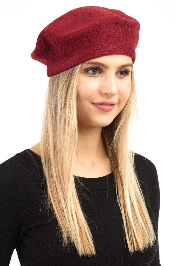 STRETCHY SOLID BURGUNDY BERET ( 0011 ) - Ohmyjewelry.com