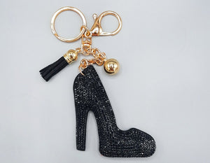 BLACK SHOE KEY CHAIN BLACK STONES ( 1514 BK )