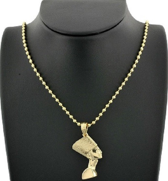 Gold Plated Rope Chain with Egyptian Pharaoh Pendant ( 65 )