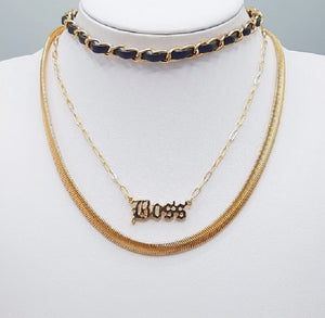 GOLD BLACK BOSS NECKLACE ( 1584 GD )