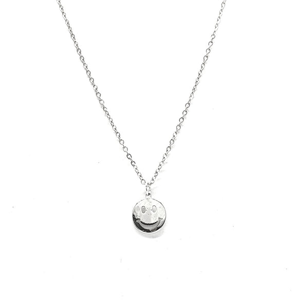 SILVER STAINLESS STEEL NECKLACE SMILE FACE ( 3064 S )