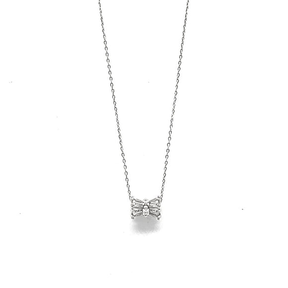 SILVER NECKLACE CLEAR STONES ( 3143 SL )