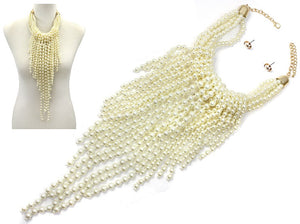 CREAM PEARL NECKLACE GOLD NECKLACE SET ( 7492 GDCRP )