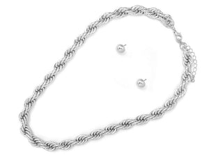 SILVER CHAIN NECKLACE SET ( 7812 RH )